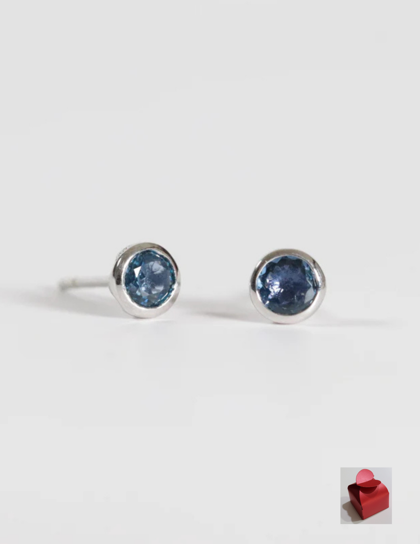 Yogo Sapphire Bezel Studs - 0.30 ctw