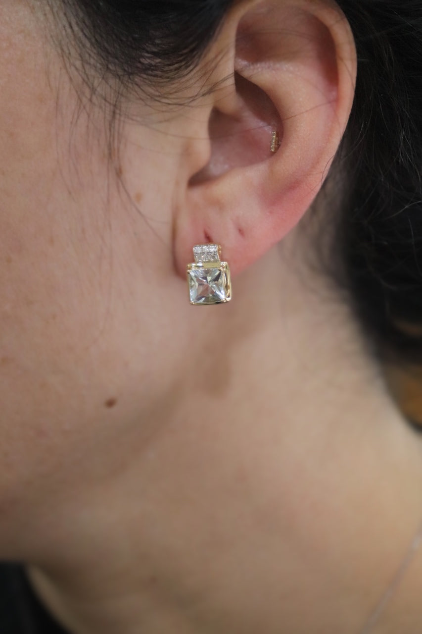 Princess Cut Aquamarine Earrings