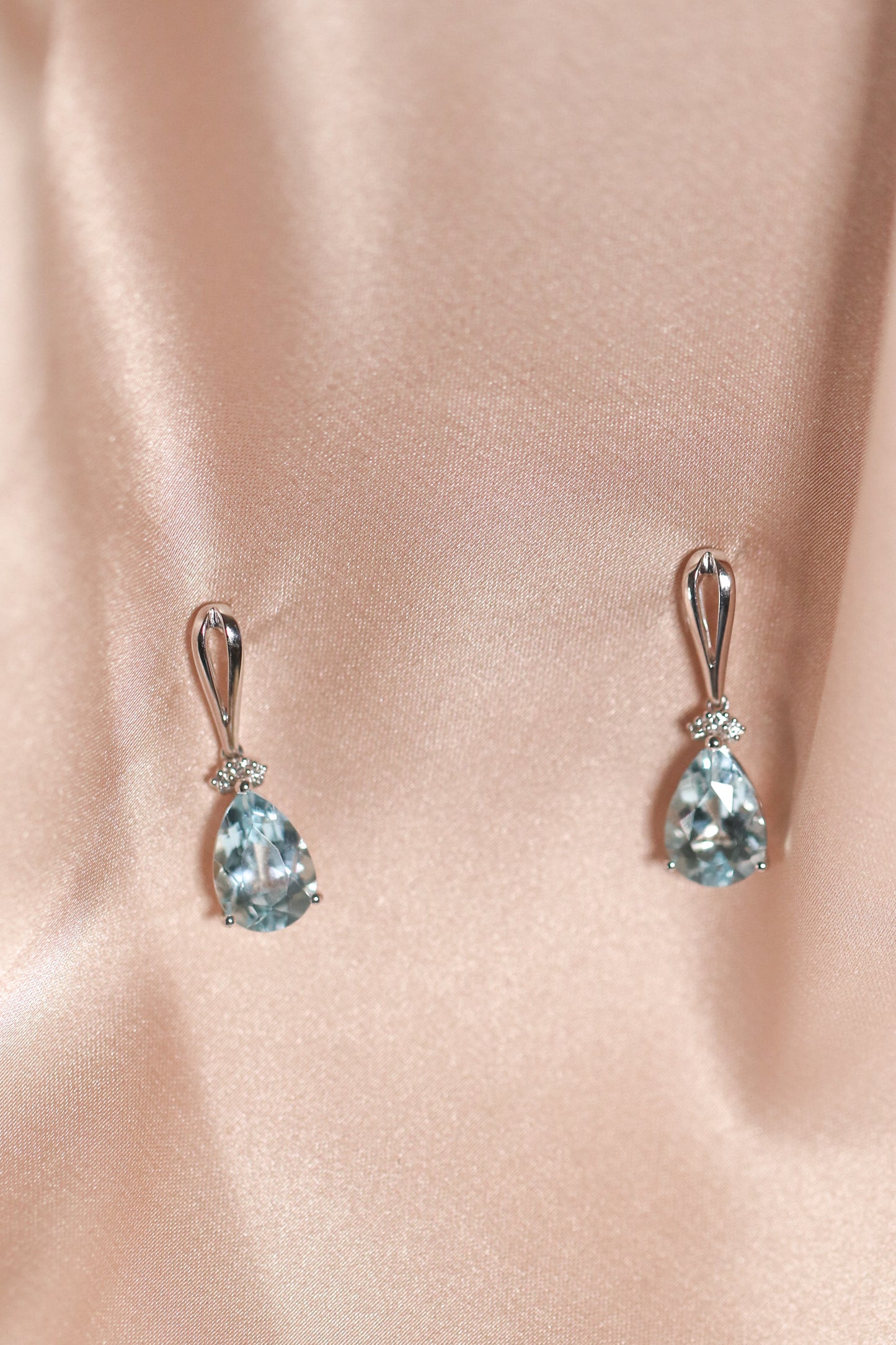 Pear Aquamarine Drop Earrings