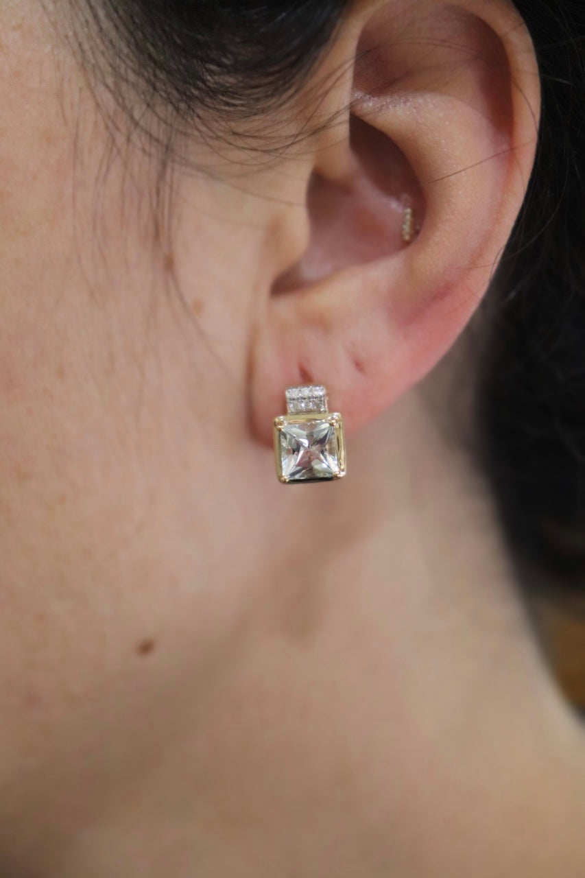 Princess Cut Aquamarine Earrings
