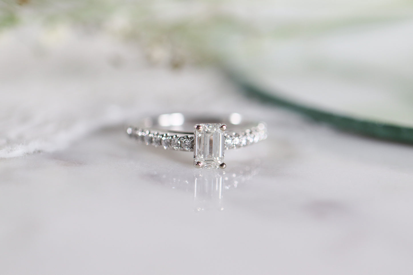 0.80 Ct Emerald Cut with Accented Band