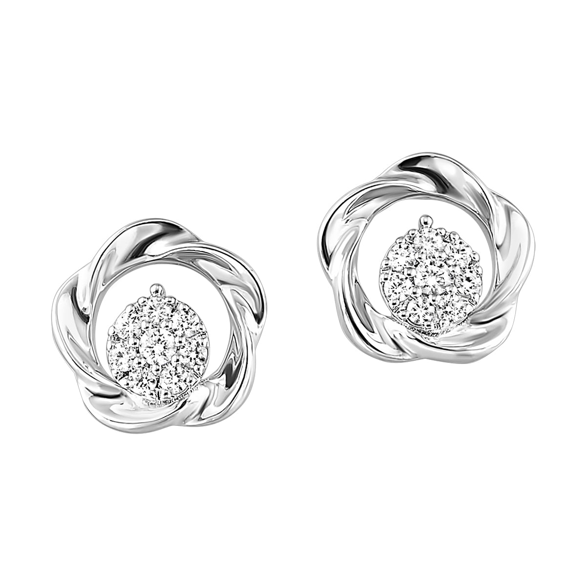 Silver Diamond 1/8Ctw Earring