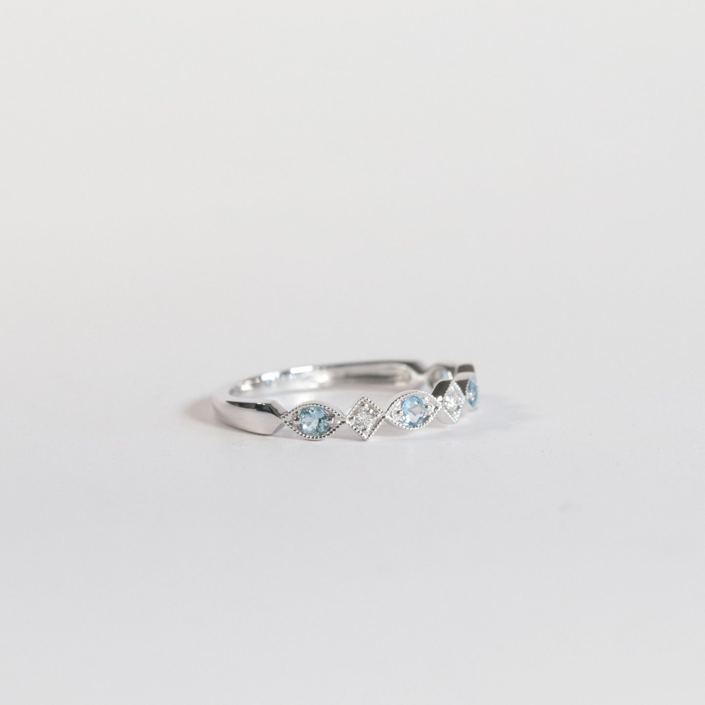 Blue Topaz + Diamond Stackable Band