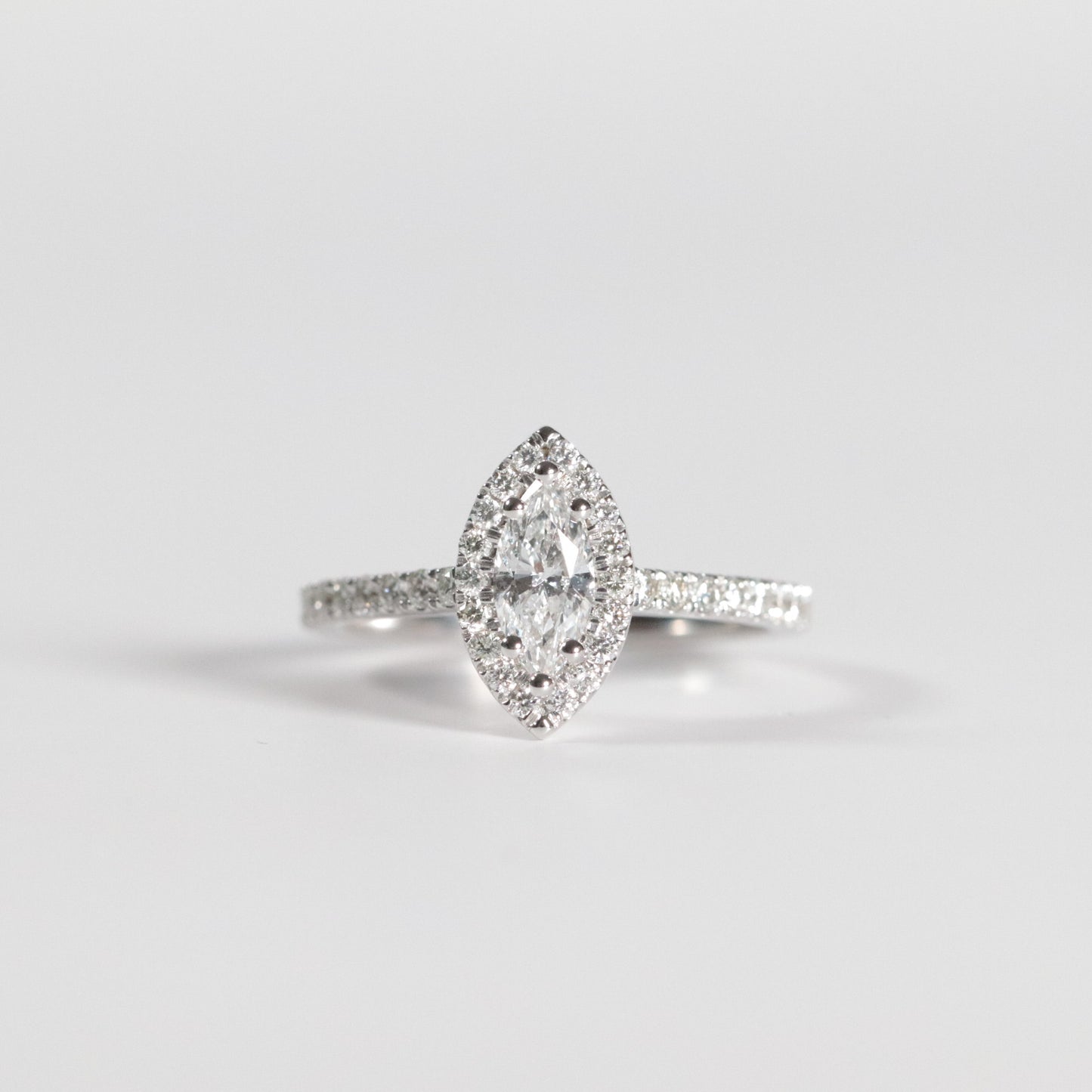 0.48 Marquise Cut Diamond Halo with Accented Band