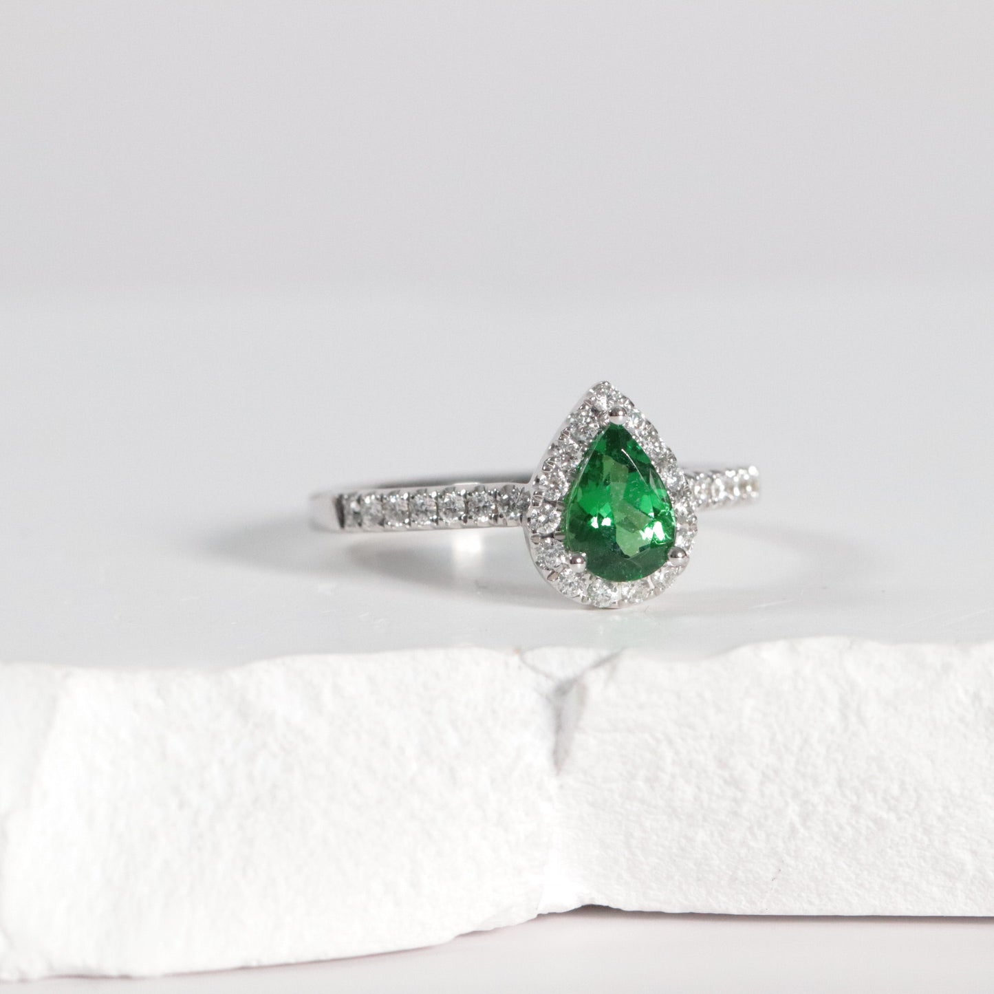 Tsavorite Garnet + Diamond Ring