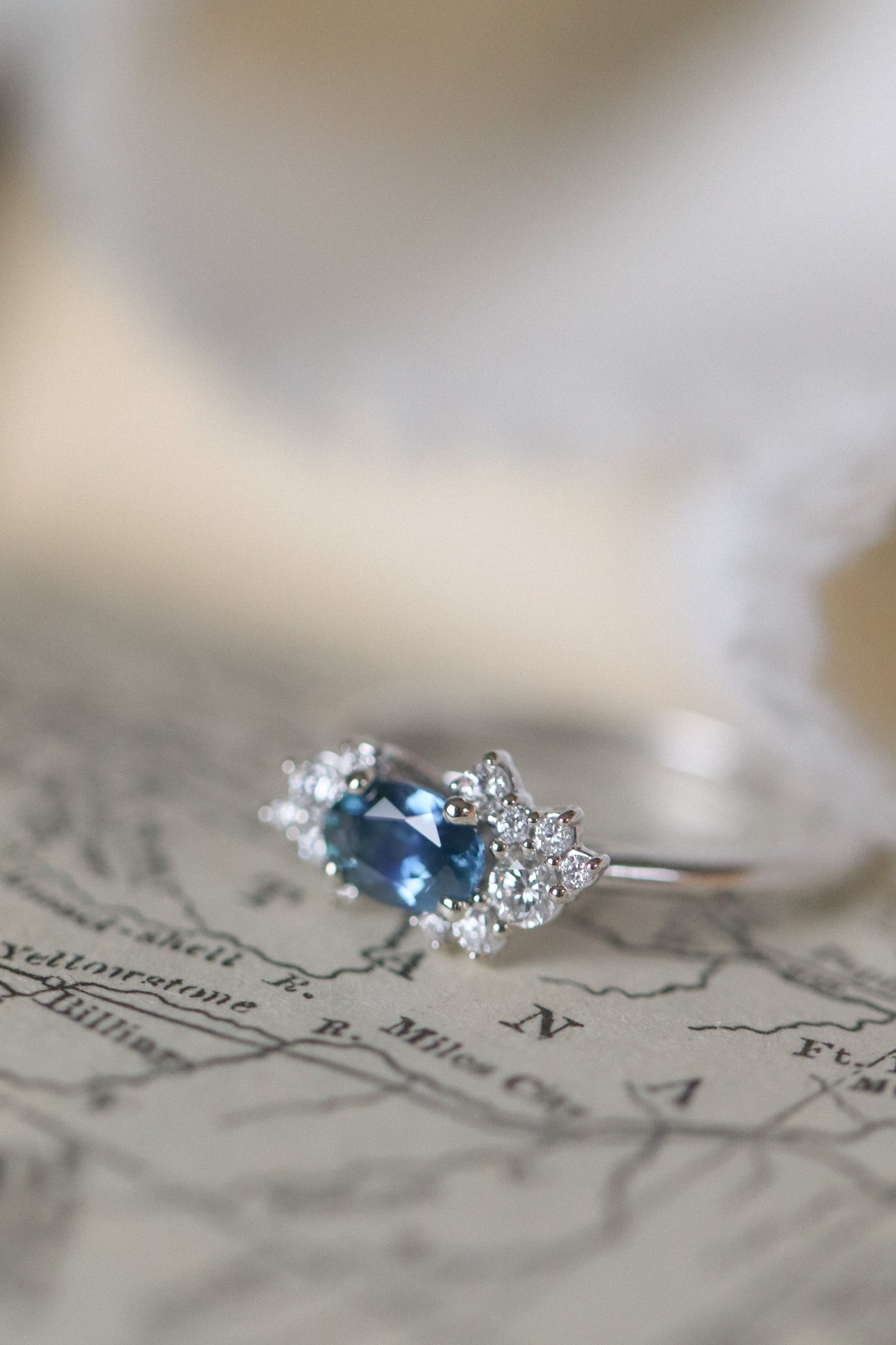 0.59 Ct Oval Montana Sapphire & Diamond Ring