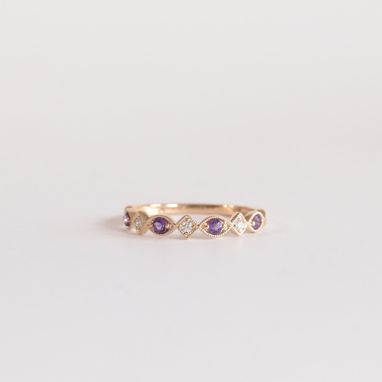 Amethyst + Diamond Stackable Band - Multiple Options