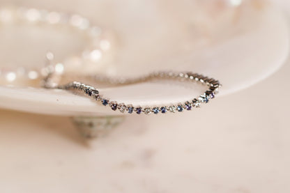 Yogo Sapphire + Diamond Trio Tennis Bracelet