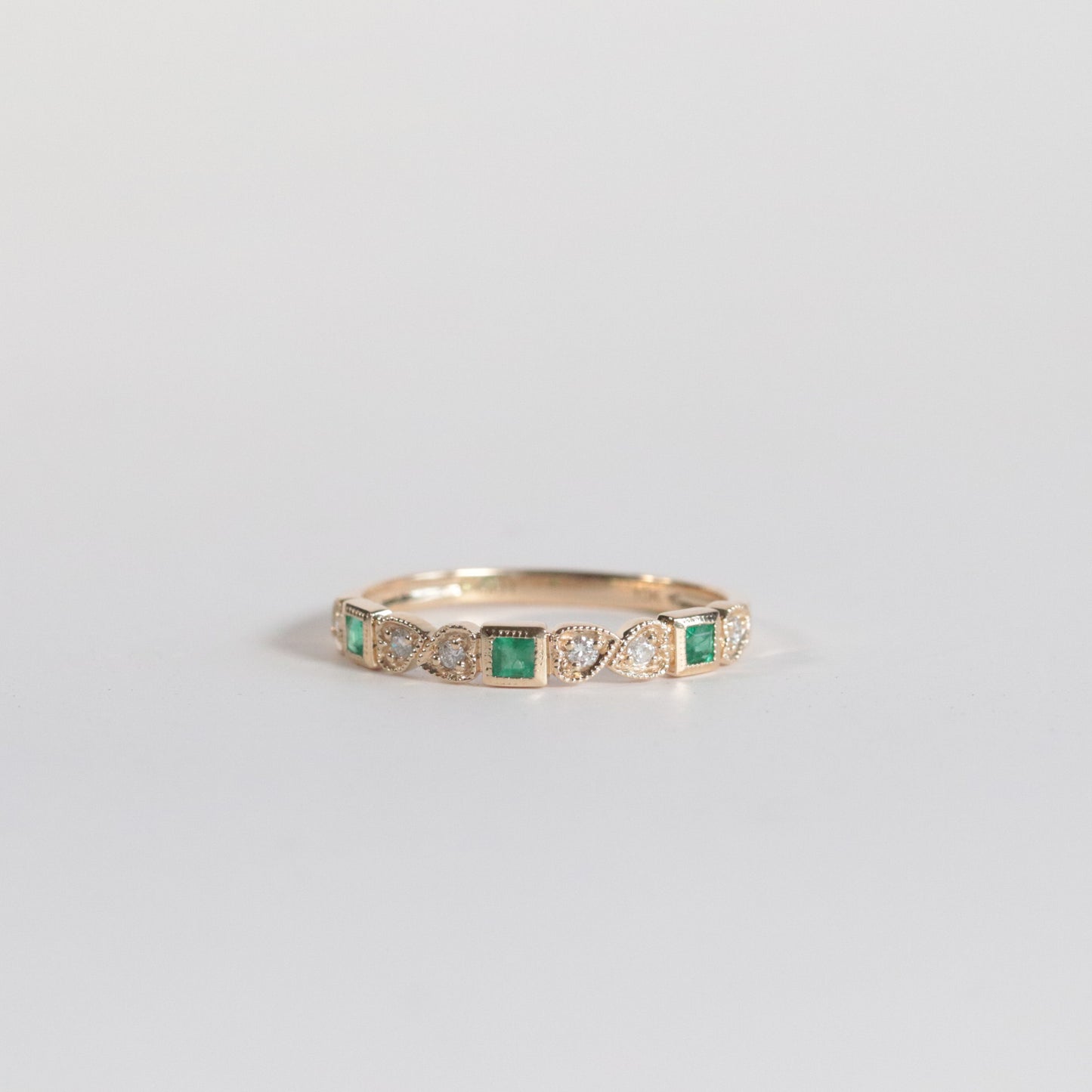 Emerald + Diamond Stackable Band - Multiple Options