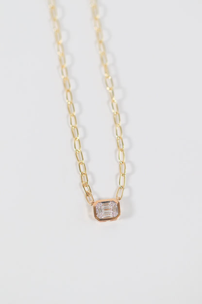 Baguette Illusion Diamond Necklace