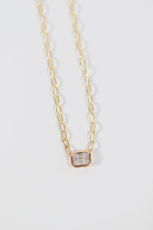 Baguette Illusion Diamond Necklace