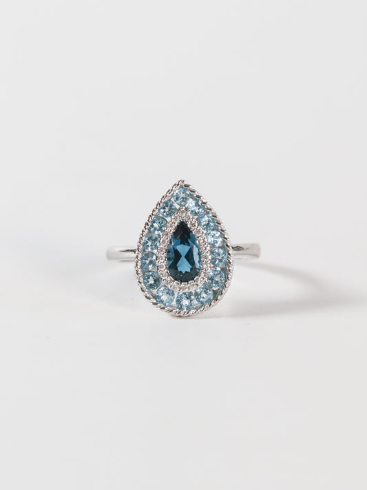 'Cleo' Pear London Blue Topaz