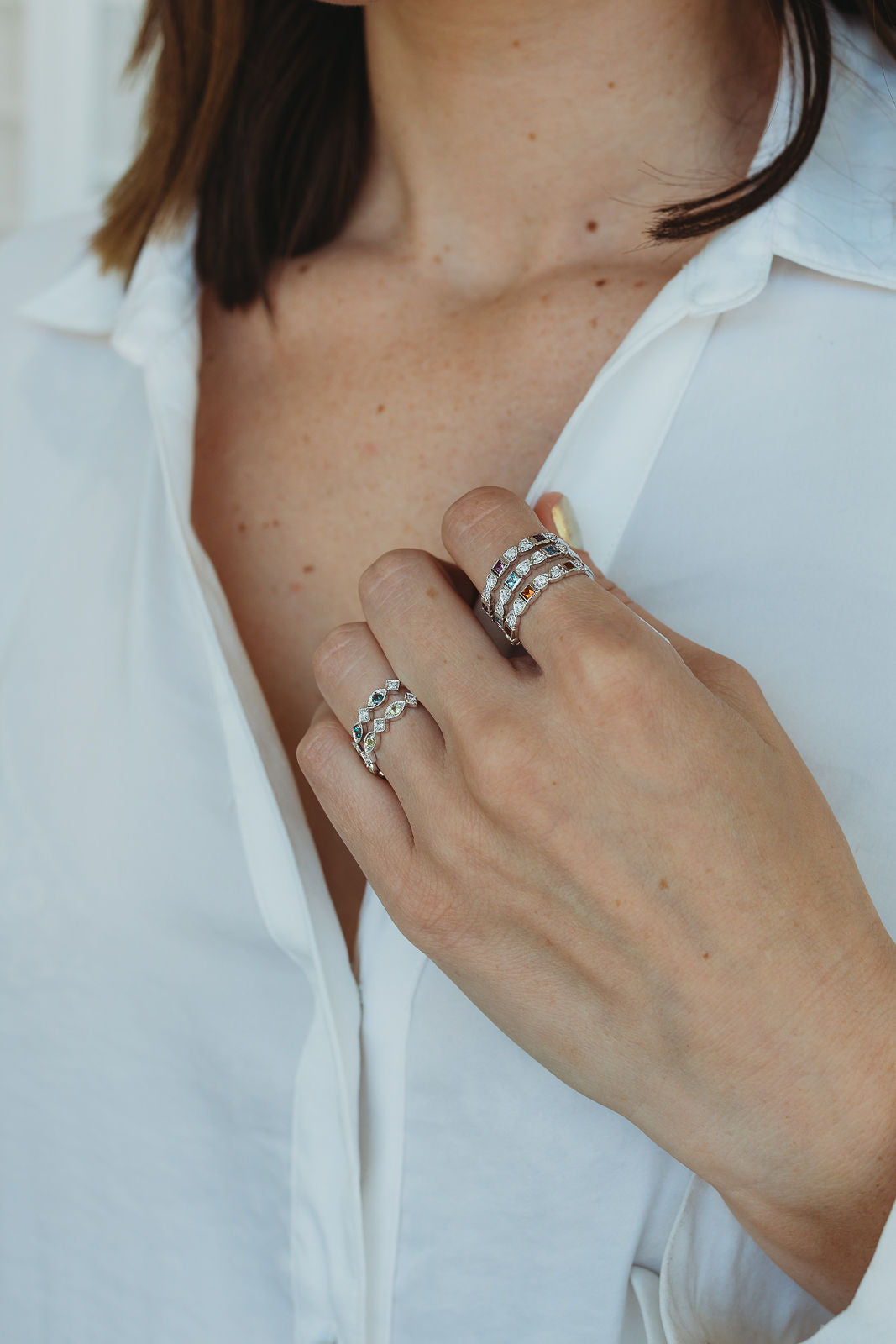 Citrine + Diamond Stackable Band