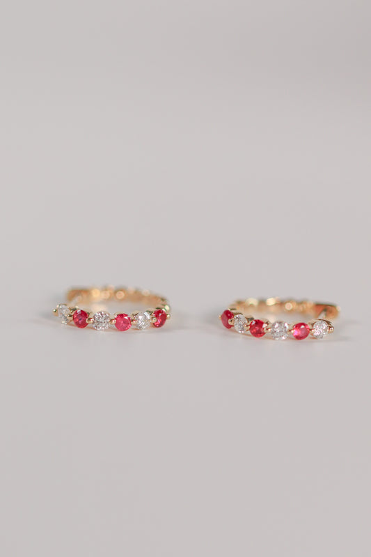 Ruby Huggie Hoops