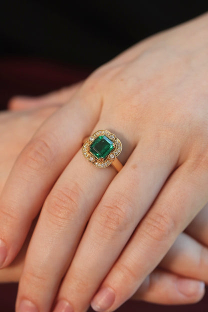 ‘Camille’ - Emerald and Yellow Gold Ring