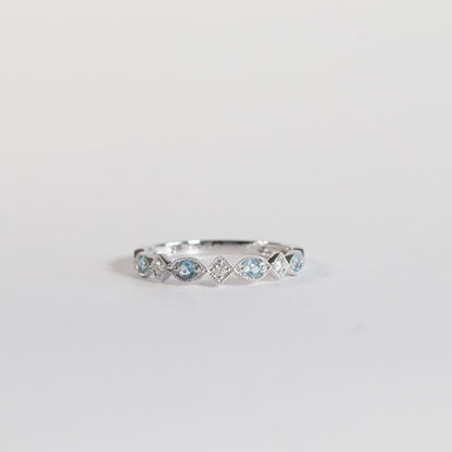 Blue Topaz + Diamond Stackable Band