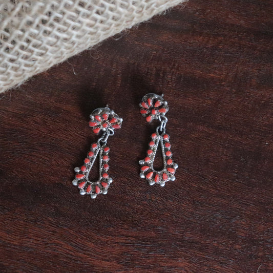 Vintage Zuni Coral Earrings