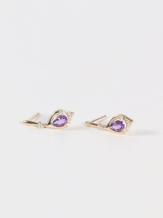 Pear Shape Amethyst Drop Earrings