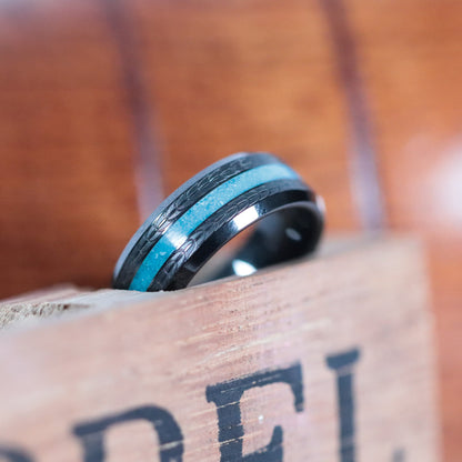 Black Ceramic with Crushed Turquoise Inlay