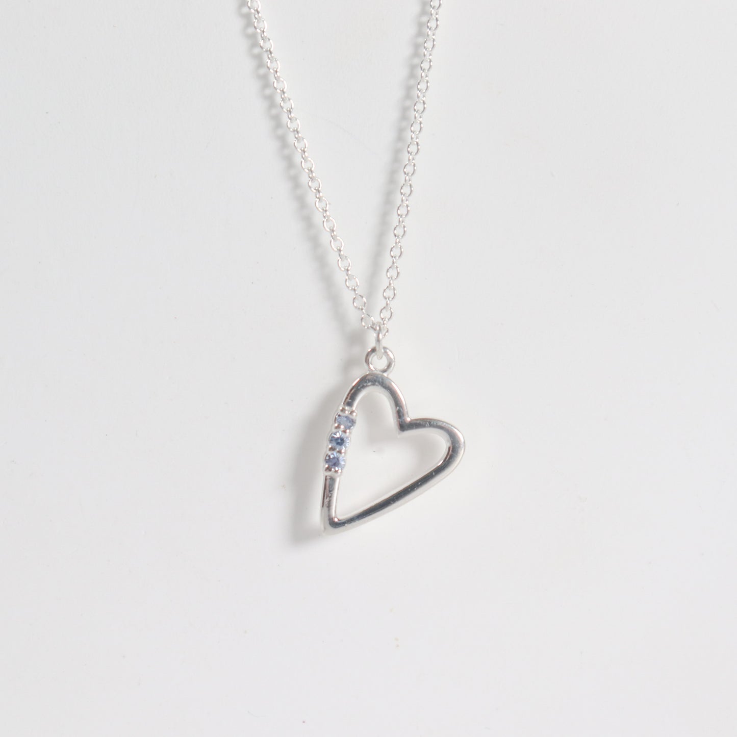 Sterling Silver Yogo Sapphire Heart Necklace