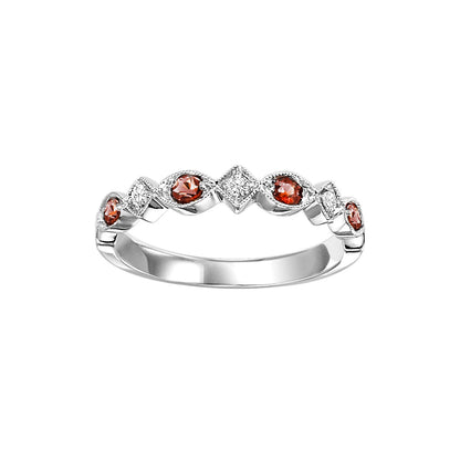 Garnet + Diamond Stackable Band - Multiple Options