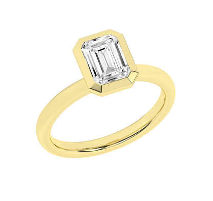 Lab Grown Diamond Emerald Cut Bezel Engagement Ring