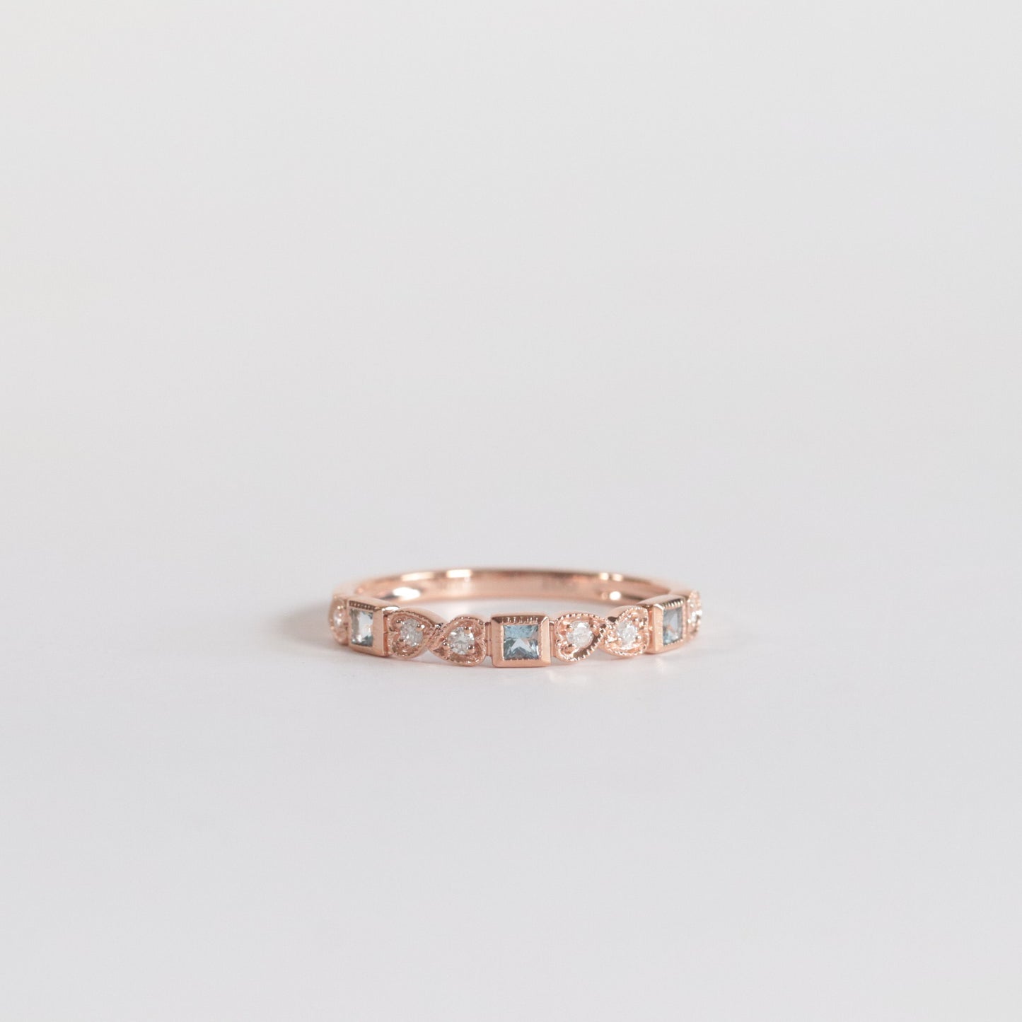 Aquamarine + Diamond Stackable Band - Multiple Options