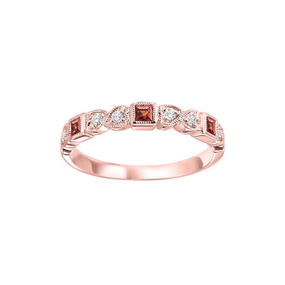 Garnet + Diamond Stackable Band - Multiple Options