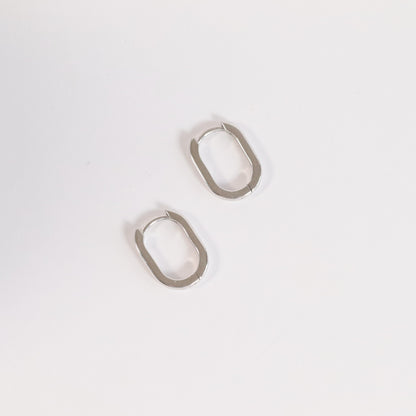 Elongated Oval Huggie Hoops