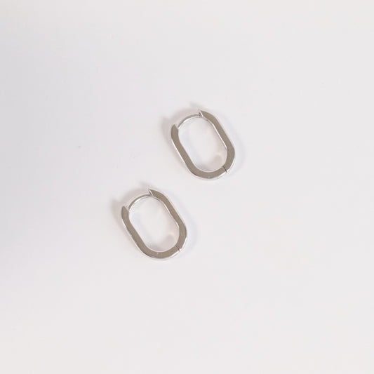 Elongated Oval Huggie Hoops