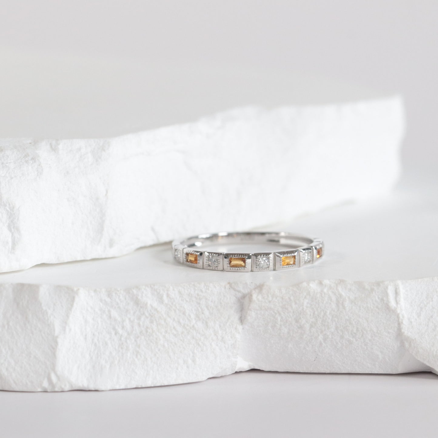 Citrine + Diamond Stackable Band