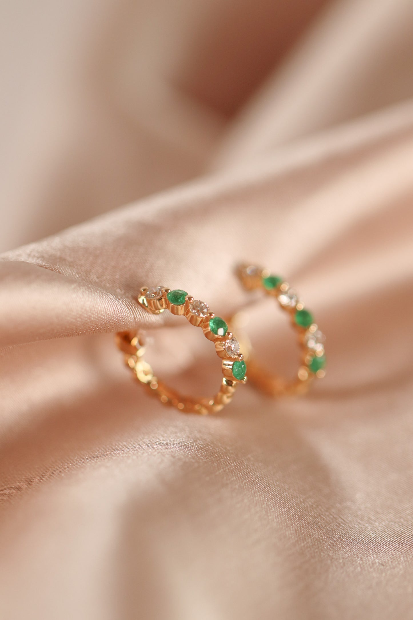 Emerald Huggie Hoops