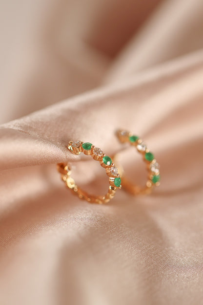 Emerald Huggie Hoops