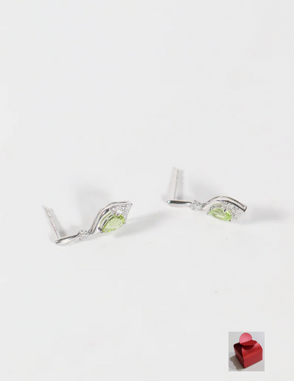 Pear Shaped Peridot Drop Studs