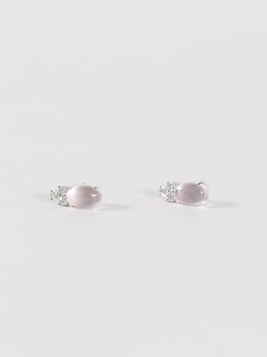 Oval Rose Quartz Studs