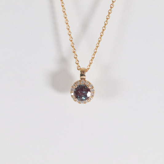 Round Alexandrite + Diamond Necklace