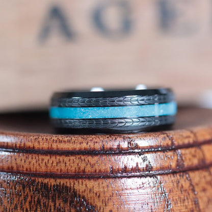 Black Ceramic with Crushed Turquoise Inlay