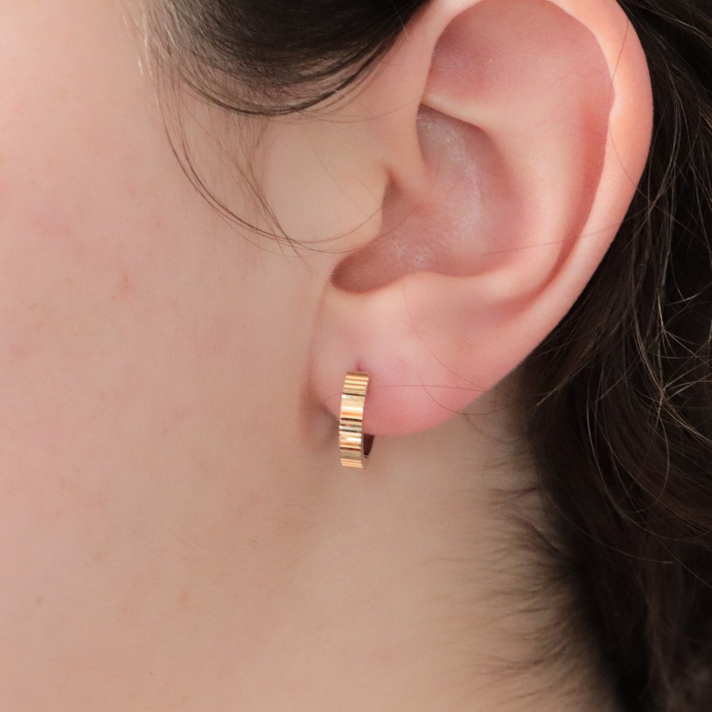 White + Yellow Gold Fluted Hoops