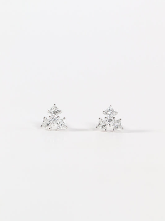 Round & Princess Cut Cluster Studs