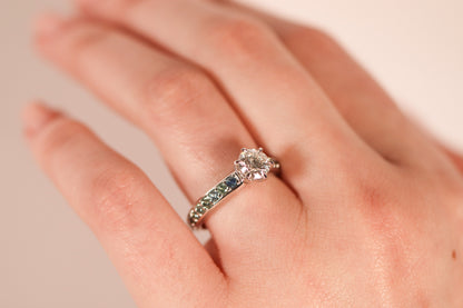 Diamond Ring with Montana Sapphire Accent - SPFJ Custom Collection