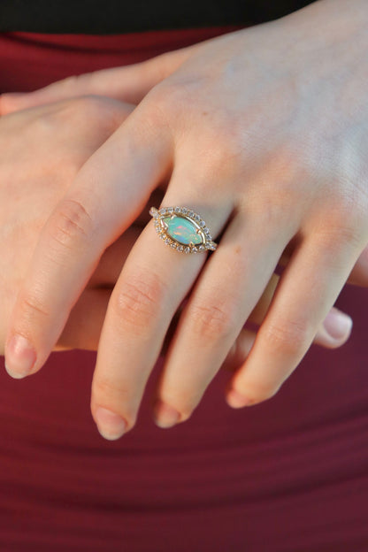 Marquise Opal + Diamond Ring