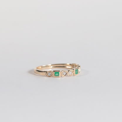 Emerald + Diamond Stackable Band - Multiple Options