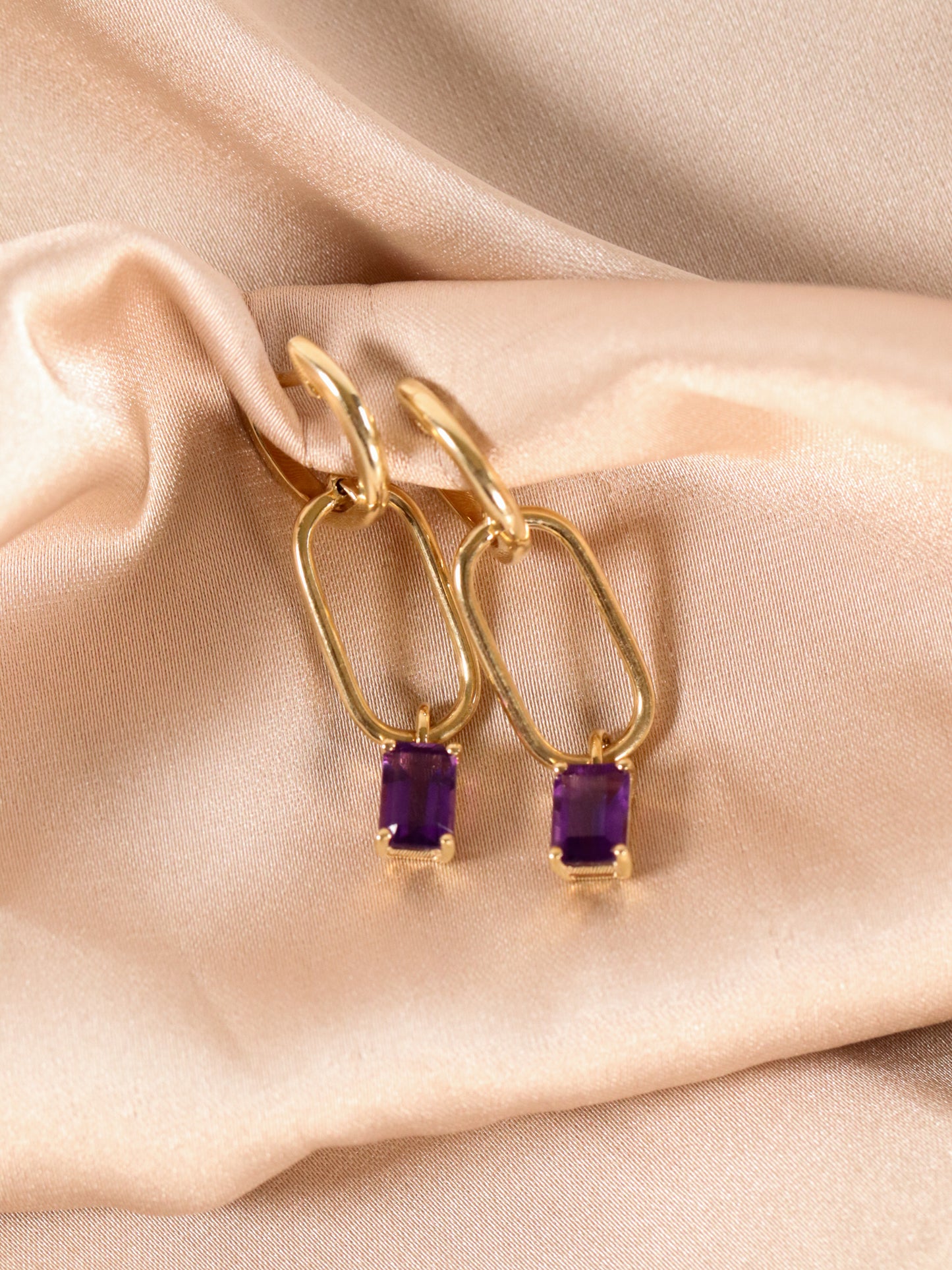 Amethyst Gold Paperclip Earrings