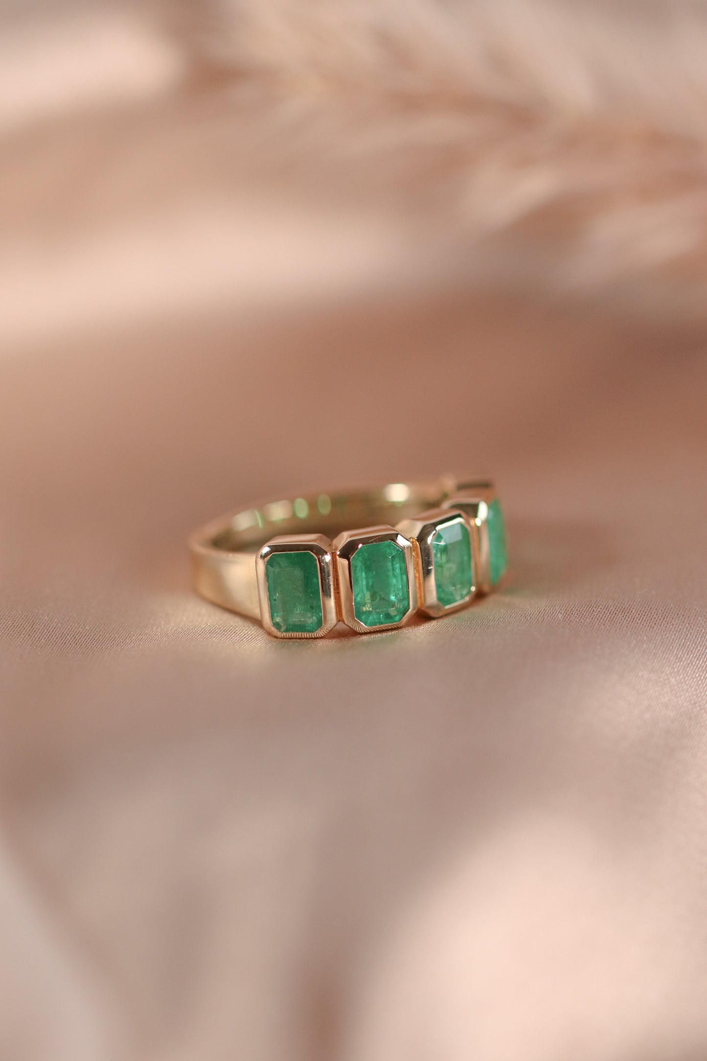 Bezel Set Emerald Band