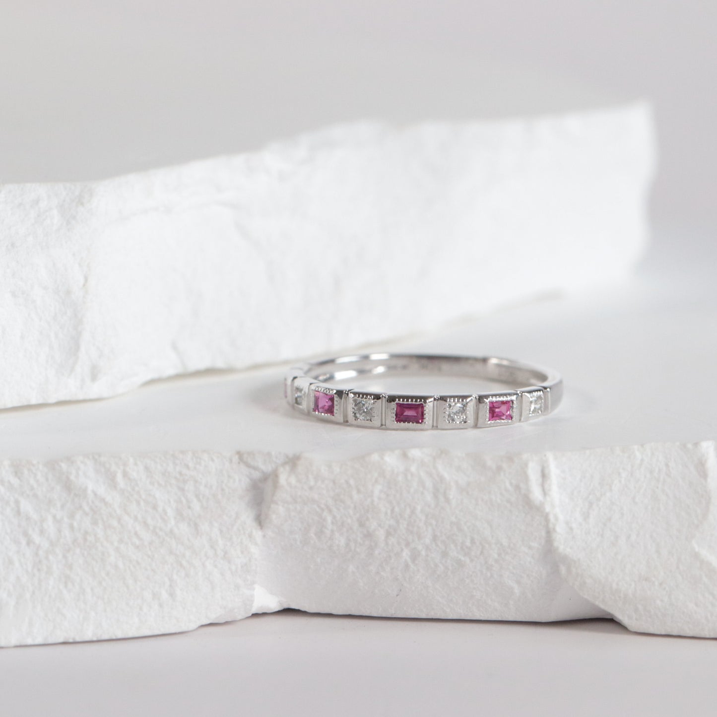 Ruby + Diamond Stackable Band