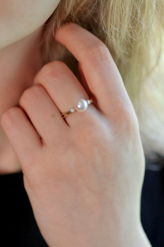 Pearl + Diamond Ring