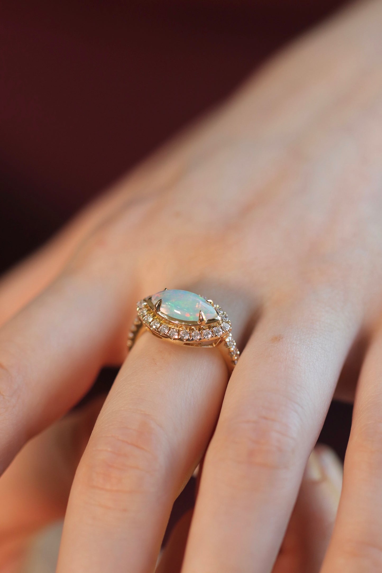 Marquise Opal + Diamond Ring