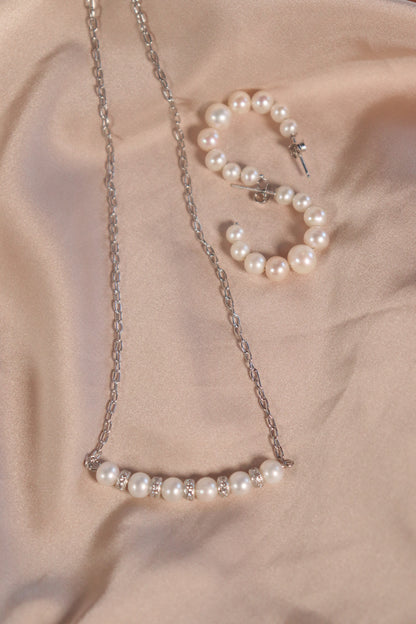 Micro Pavé Pearl Spacer Necklace