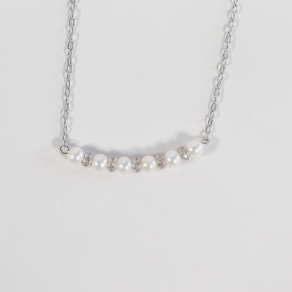 Micro Pavé Pearl Spacer Necklace