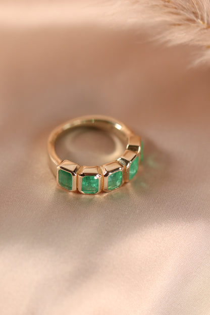 Bezel Set Emerald Band